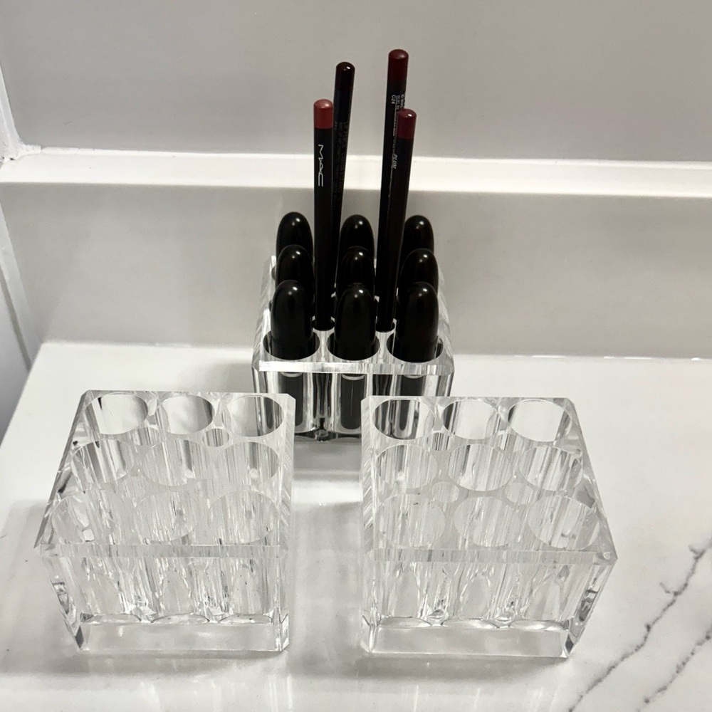 Set of 3 Matching Heavy Acrylic Lipstick and Lipliner  Organizers